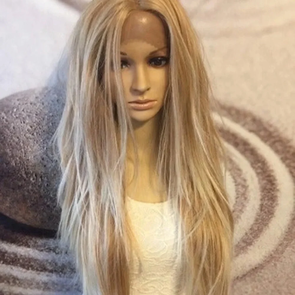 Honey blonde lace front wig straight hair - Picture 1 of 5